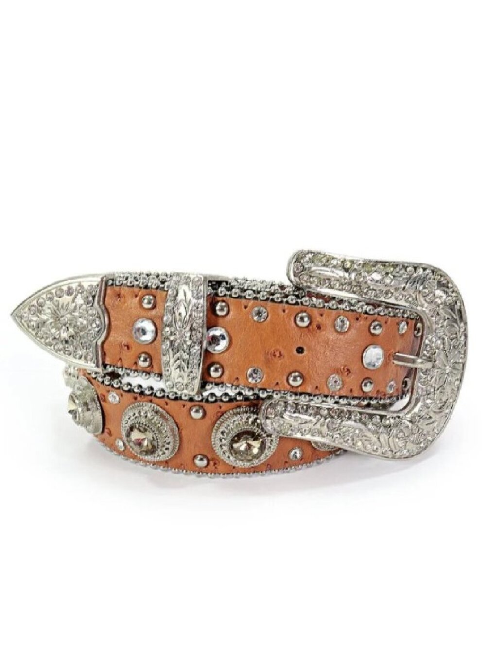 West Star Kid's Western Belt Ostrich Rhinestones Bling Size Large 27"- 28" Waist